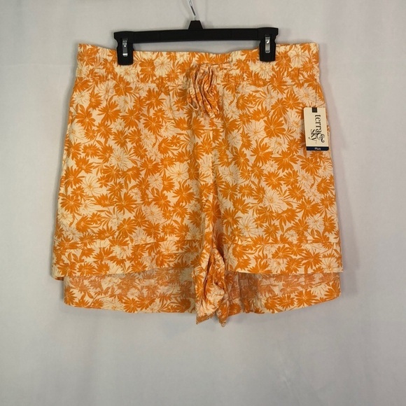 Terra & Sky Women's Plus Size Pull-On Drawstring Linen Shorts Size 4X (28W-30W) - Picture 5 of 9